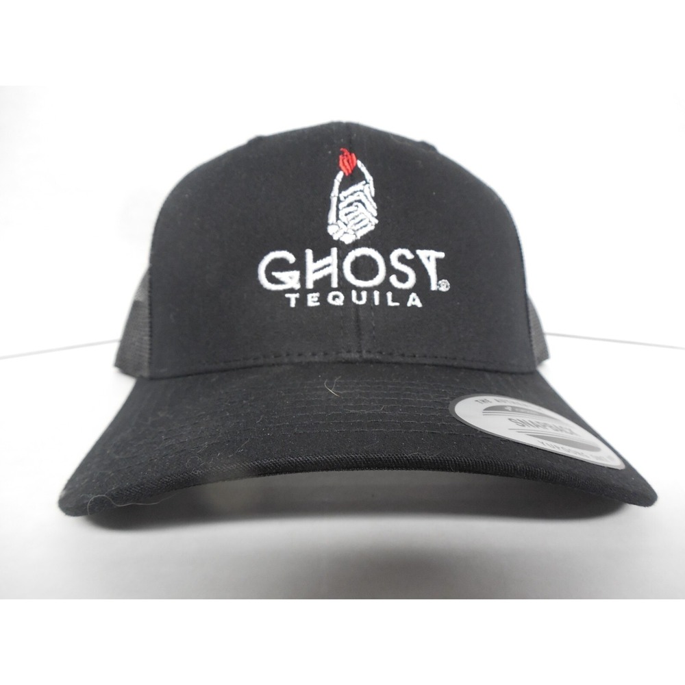 New Ghost Tequila Black Trucker Cap, Hat, Mesh, Authentic Yupoong SnapBack